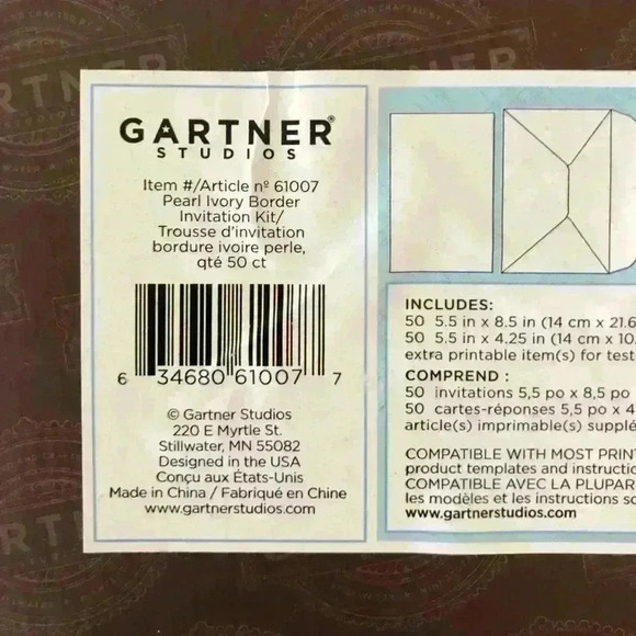 GARTNER STUDIOS pack of 50 blank invitations - Picture 4 of 6